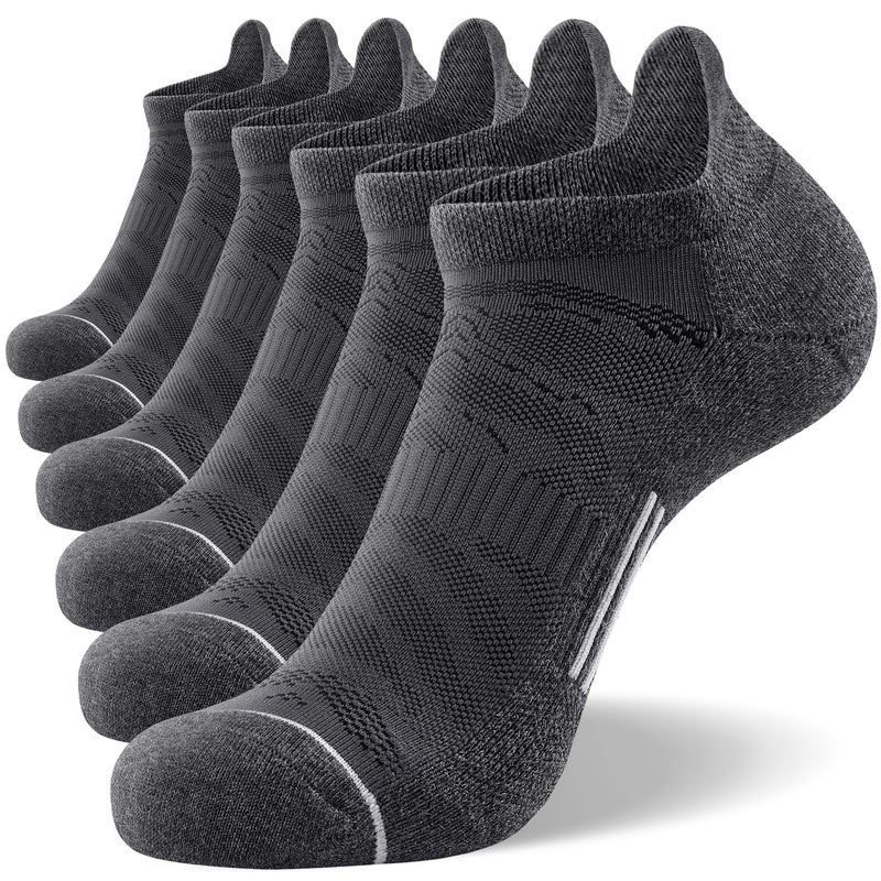 FITRELL 6 Pack Men's Ankle Running Socks Low Cut Cushioned Athletic Sports Socks, Shoe Size 12-15, Dark Gray+Gray - Image 1